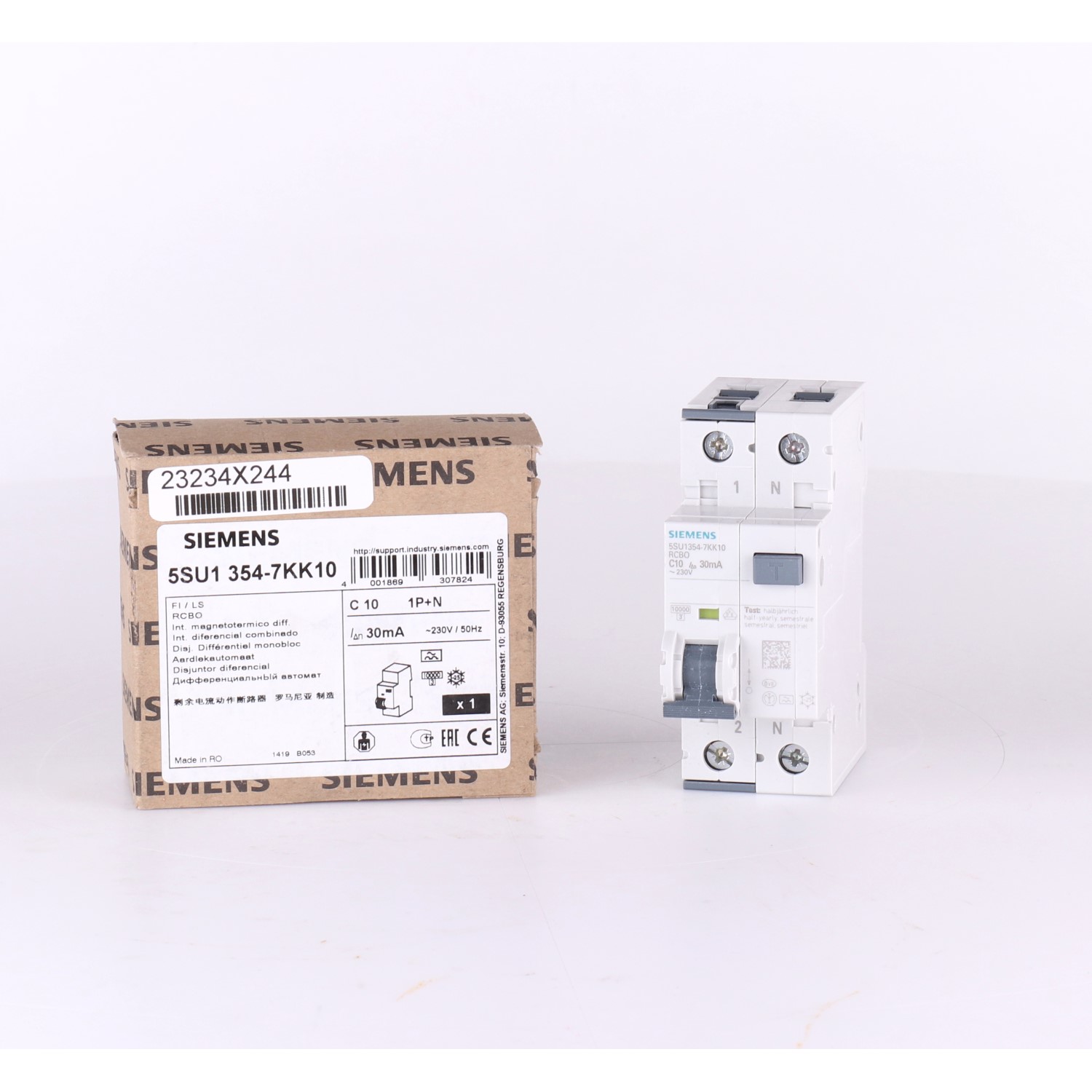 Siemens 5SU1354-7KK10 Mtd 10Ka 20Ka 1P + N C10 Type A 30Ma New NFP